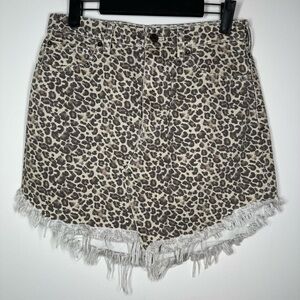 Free People We The Free Leopard Print Bailey Denim‎ Mini Skirt Size 27